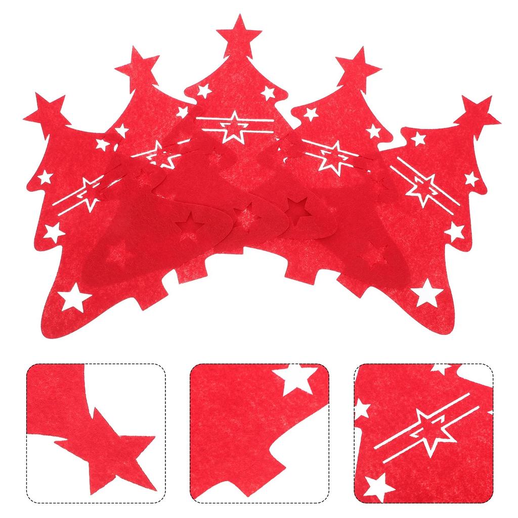 48Pcs Christmas Tree Cutlery Holder Red Felt Cutlery Bags Xmas Silverware Holder Fork Spoon Table Decor Party Supplies
