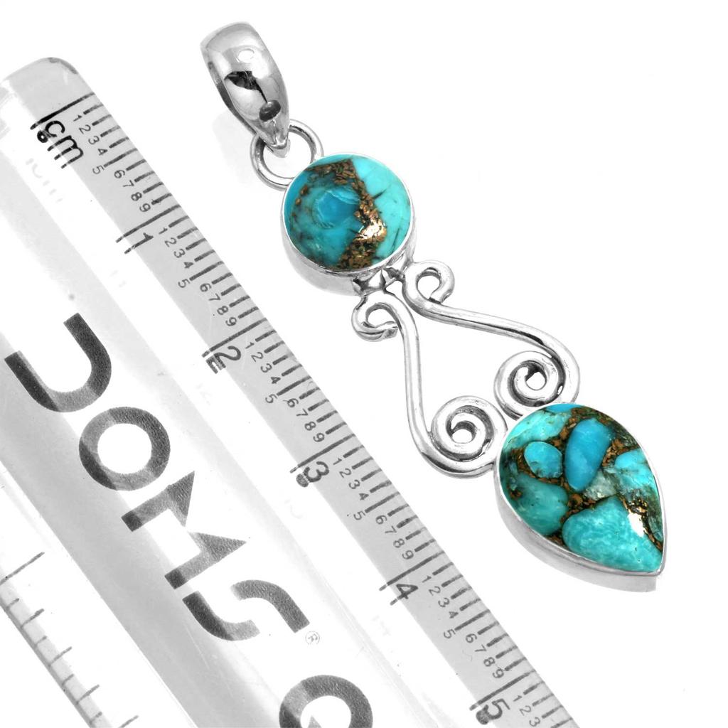 925 Sterling Silver Pendant Women Gemstone Handmade Jewelry Engagement Gift Blue Green Purple Copper Turquoise Pearl Lapis Mother Of Pearl Boho