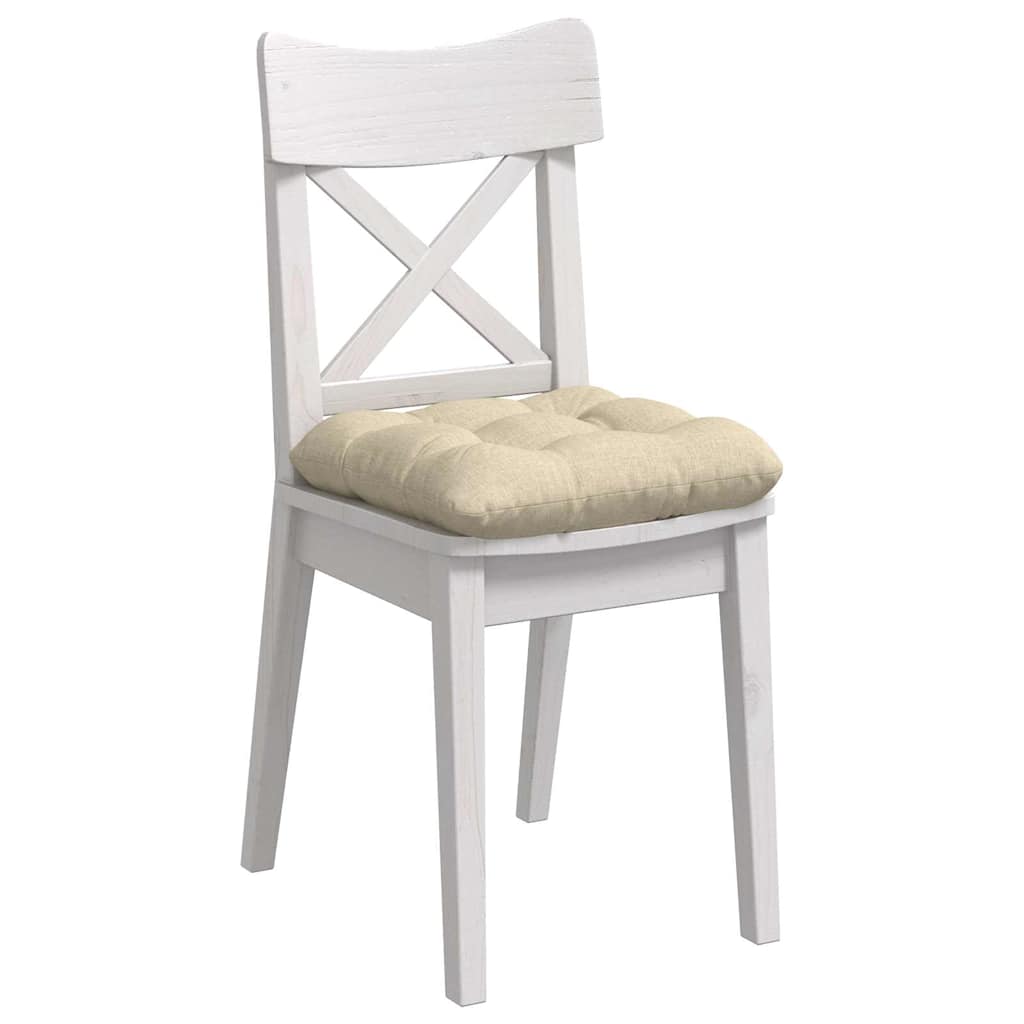 Seat Cushion Set 4 pcs Cream 40 x 40 x 12 cm Fabric