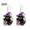 Gift for Halloween Lovers 1 Pair 2D Acrylic Earrings Women, Spooky Pumpkin Skull Trendy Cartoon Jewelry Black Cat Dangle Drop Earrings, Holiday Gifts