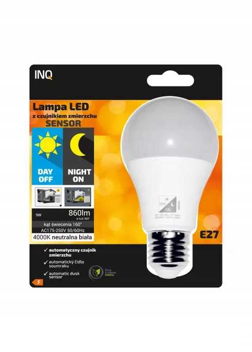 Lampa Led E27 9W 4000K 860Lm Z Czujką Zmierzchu