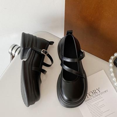 Small Leather Shoes Women's New Summer Round Head Retro Platform Thick Heel Trendy Mary Jane Single Shoes