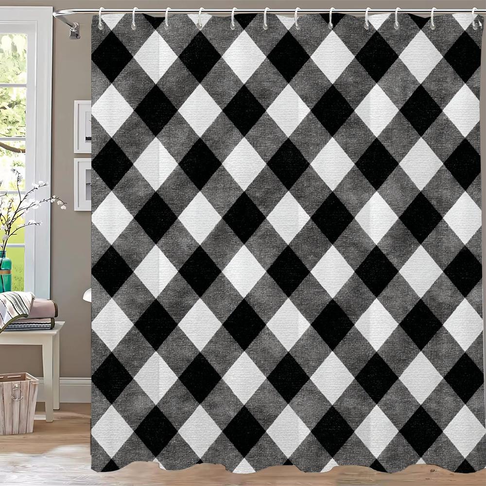 Modern Lines Bathroom Curtain Colored Plaid Pattern Shower Curtain Bohemian Home Bathroom Decor Polyester Shower Curtains