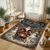 Christmas Theme Crystal Velvet Rug Personalized Custom Name Text Soft Floor Mat Home Decor