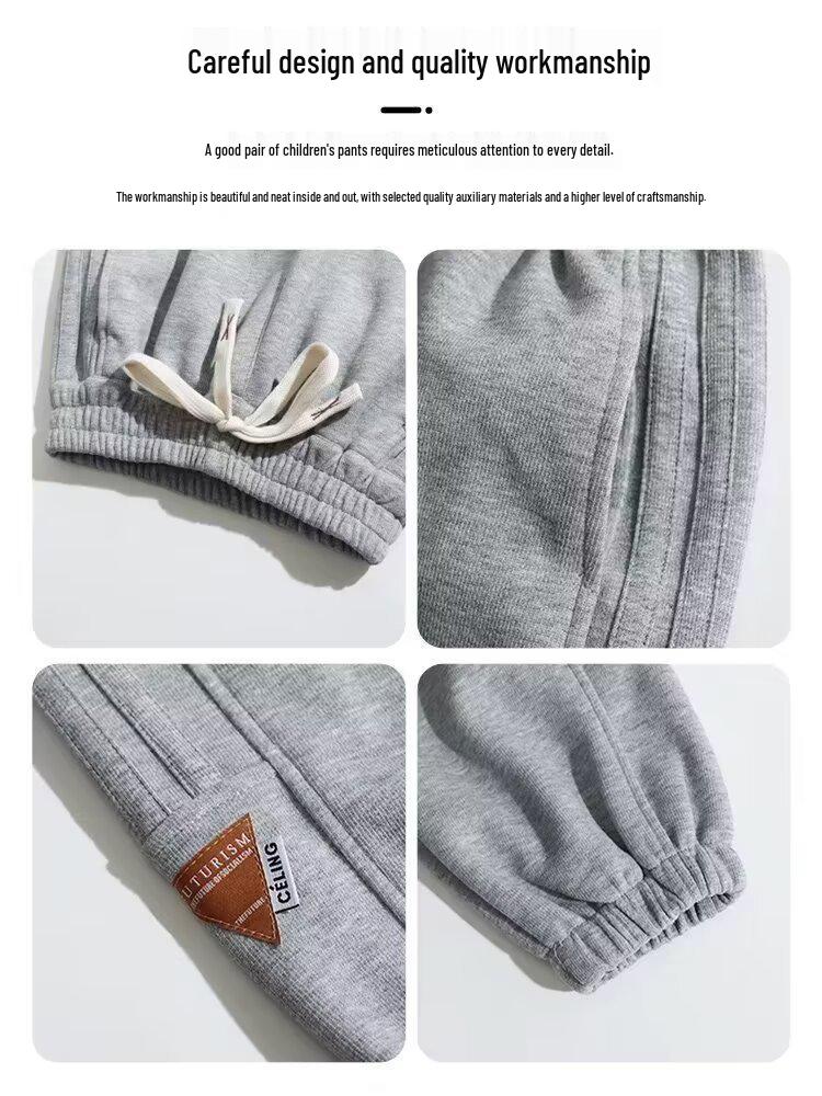 Pantaloni della tuta neri da ragazzo per primavera e autunno - Vestibilità casual leggera per bambini e adolescenti
