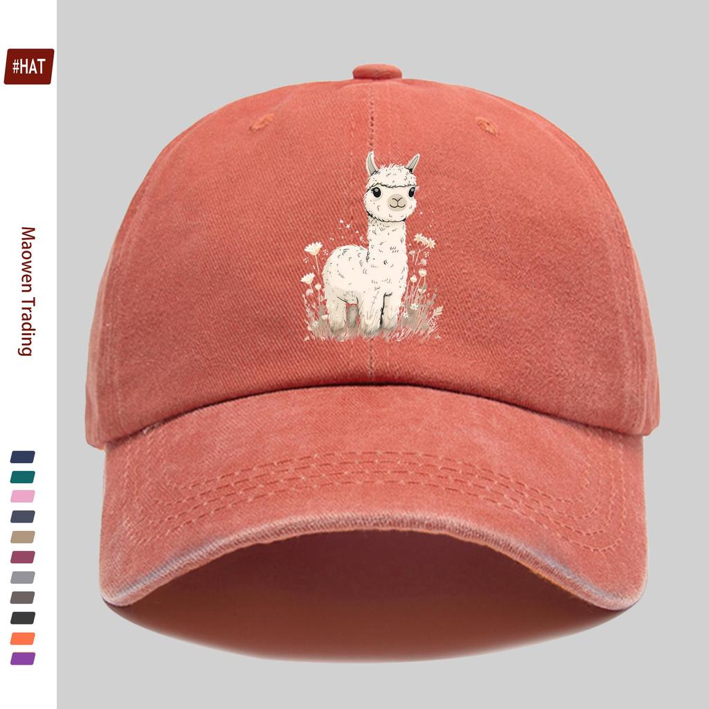 Pc Niedliche Alpaka-Print Baseballkappe Mode Trucker Papa Hut Bequeme Leichte Kopfbedeckung Verstellbarer Riemen Papa Hut Lässig