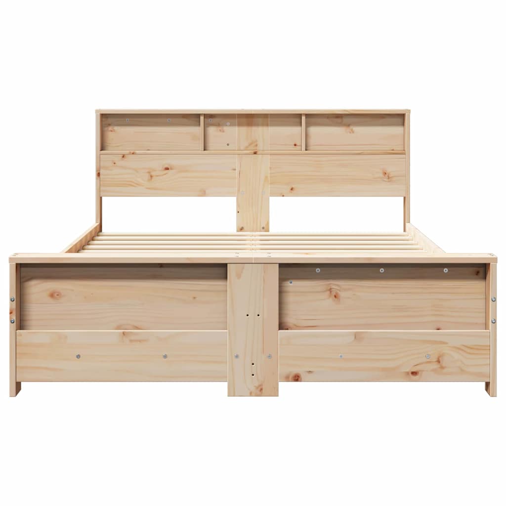 Platform Bed Frame with Headboard Brown 140 x 200 cm Wood Based Material