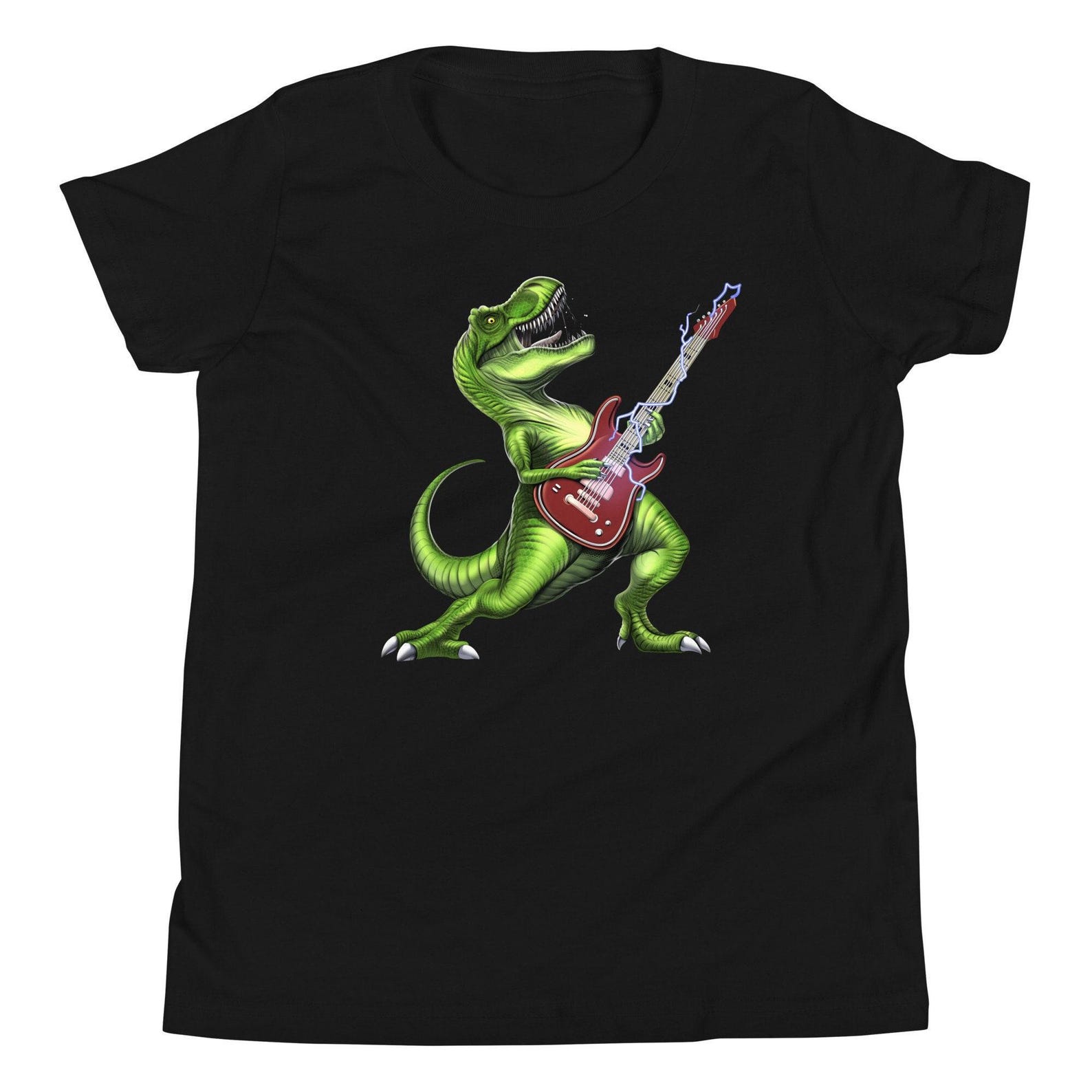T-Rex Dinosaur Playing Electric Guitar Kids T-Shirt, Guitar Player Boys Tee, Guitarist Shirt, Guitar Player Shirts, Guitar Musician Clothing 150