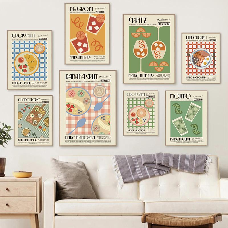 

Minimalist Abstract Japanese Green Fruit Canvas Poster Restaurant Wine Glass