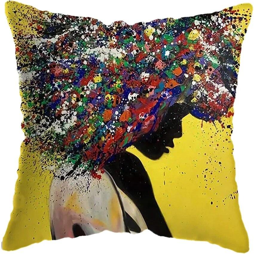 Home Decor Fashion Afro Black Women Girls Sofa Pillowcases Bedroom Living Room Cushion Covers