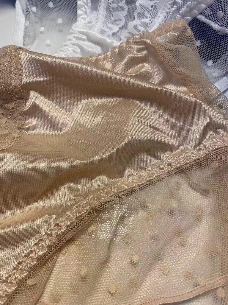 Rongmei Beier Plus Size High-Waist Cotton Lace Bow Briefs for Women