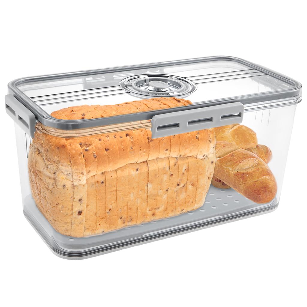 1 Pc Bread Box Food Grade Bread Storage Container with Snap Time Recording Airtight Sandwich Bread Holder for Bun Bagel Sandwich