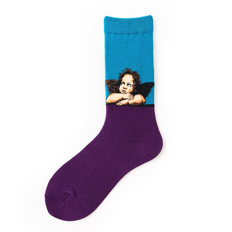 1 Pair Retro Women Art Van Gogh Mural World Famous Oil Painting Series Men Socks Funny Socks Men And Women UNISEX Long SOCKS
