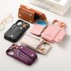 Premium Business Foldable Wallet Case with Ring & Shockproof PU Leather Phone Cover with Card Slots, Zippered Coin Pocket & Stand for iPhone/Samsung