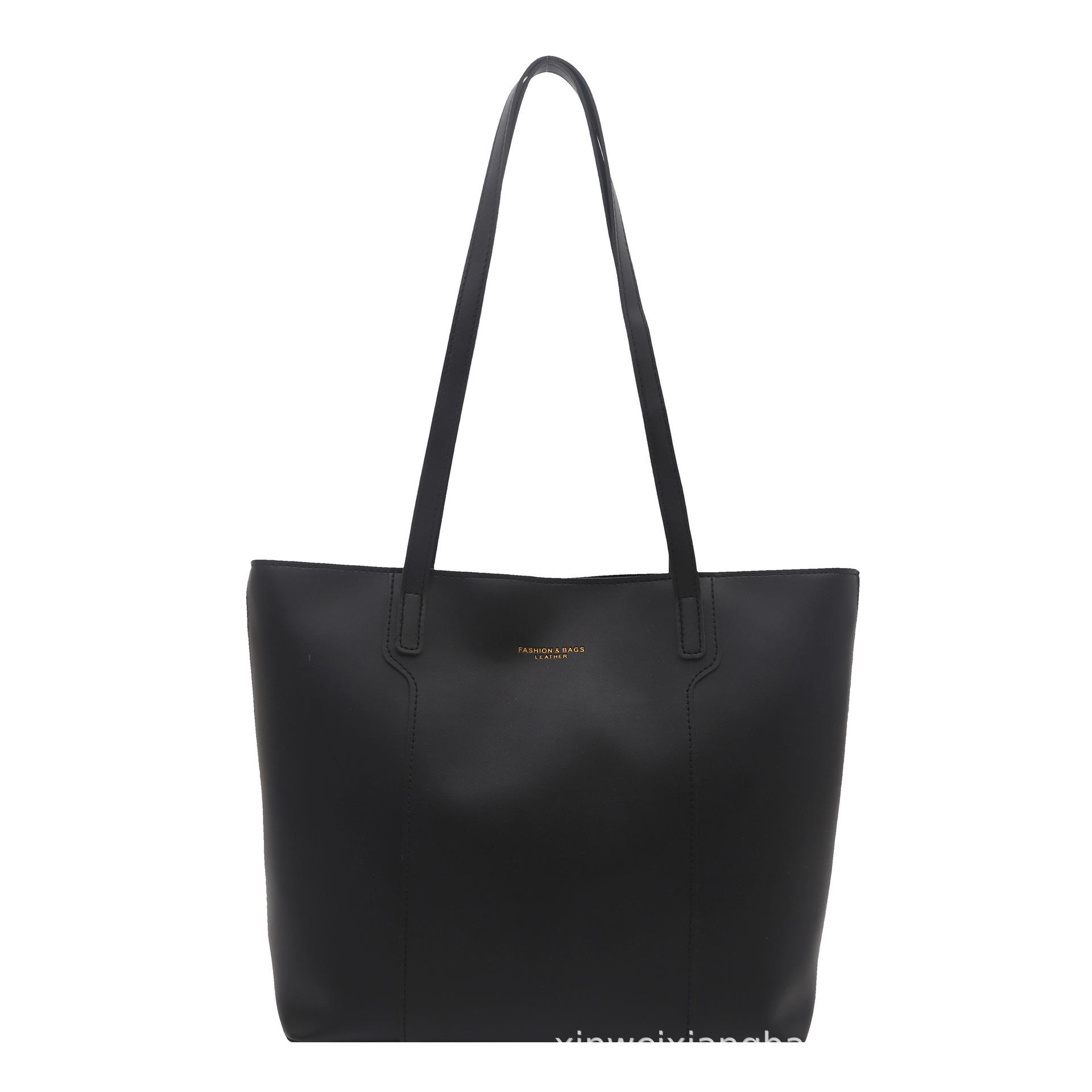 

Autumn and winter largecapacity tote bag solid color commuter women s bag simple and versatile shoulder bag чёрный