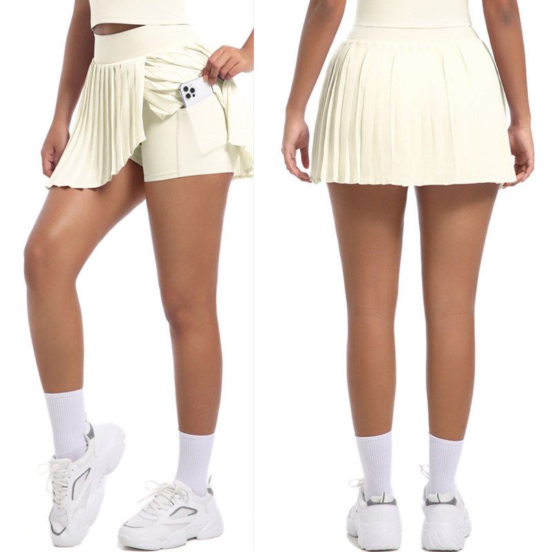 

Fashion New Arrival Golf Skirt Fake Two-Piece Dress Women s Fashion Tape Tennis Skirt Yoga Jumpsuit Sports Vest Fashionable Sports Skirt Ivory White L(Adult)