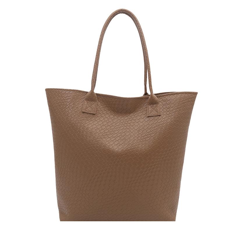 Large Capacity Woven Texture Indentation Simple Fashion Casual Shoulder Tote Bag