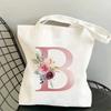 Canvas Bag Women's Travel and Leisure One Shoulder Handbag Pink Letter Large Capacity Gift White Canvas