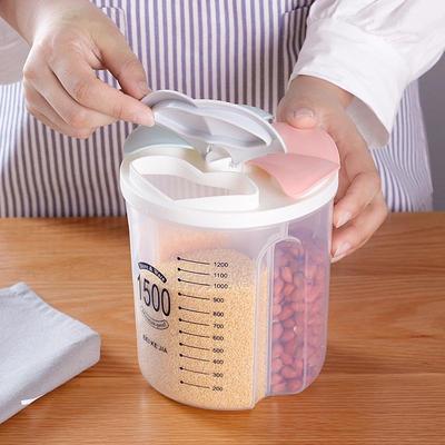 Five-Grain Plastic Storage Jar with Divided Sections for Cereals, Beans, and Legumes