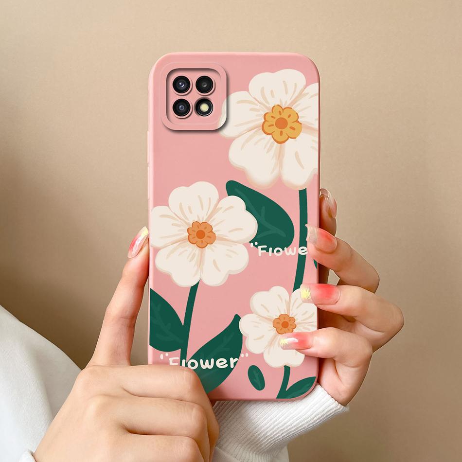 Cases For Samsung A22 5G 4G A22S Cute Soft Liquid Silicone Camera Protector Back Cover For Galaxy A22 A 22 A 22S Coque Bumper