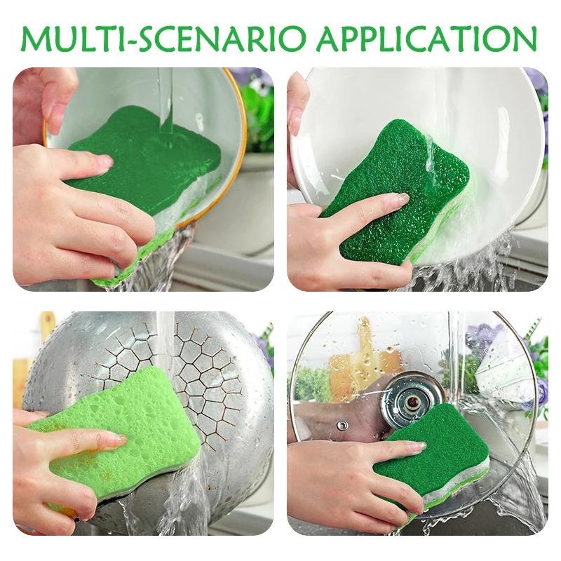Natural Wood Pulp Cotton Sponge Wipe Re-Washable Sponge Household Cleaning Pad Kitchen Cleaning Gadgets Descaling Cleaning Rub