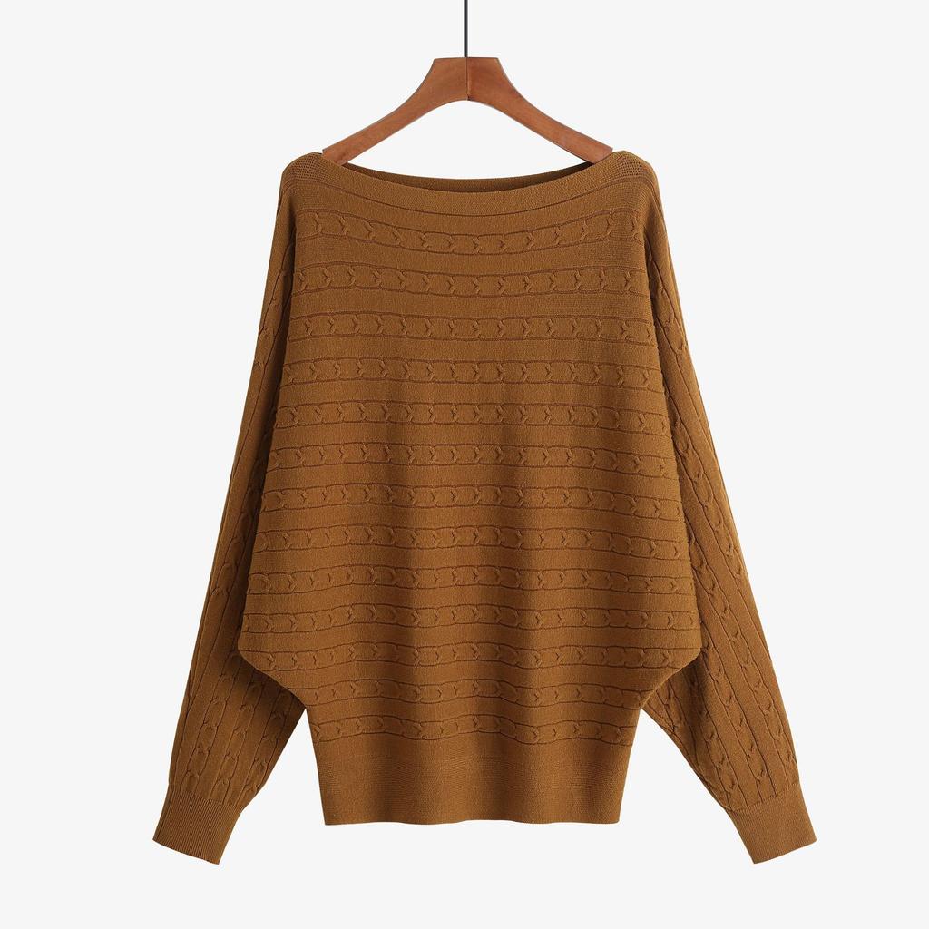 2022 for autumn and winter women's sweaters one-neck twist batman loose plus size long-sleeved jumper