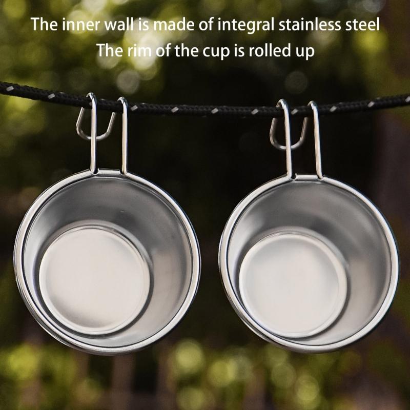 Camping Cookware Multipurpose Stainless Steel Cup with Hook Handle 50ml Capacity For Hiking Backpacking Adventure