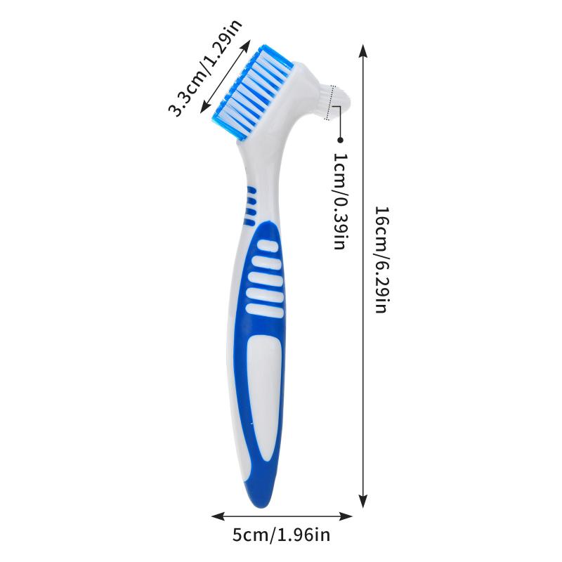 1pc Denture Toothbrush Cleaning Brush Dual Heads Gum Cleaner Invisible Braces Descaling Brush Multi-Layered Bristles False Oral Cleaning Tools