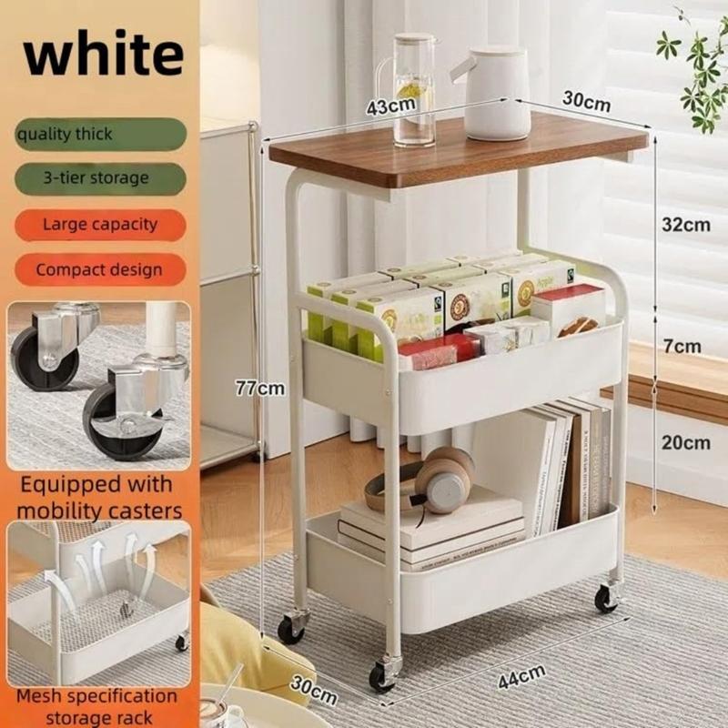3 Tiered Metal Rolling Storage Cart With Lockable Wheels For Kitchen Bathroom Office Home Organization And Space Saving