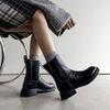 Autumn and Winter Women's Leather Boots Round Head Thick Sole Non-slip Large Size Women's Boots Versatile Leather Low Boots New Medium Heel Boots