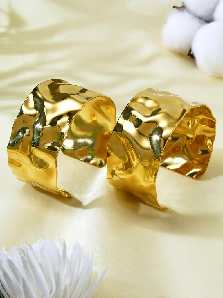 1 Pcs Irregular Metal Pleated Open Bracelet Cold Style Personality Exaggerated Bracelet Ladies Jewellery