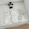 2 Pairs of Sweet Lace-trimmed Boneless Mid-calf Socks, Spring and Summer Polka Dot White Socks, Simple Women's Socks