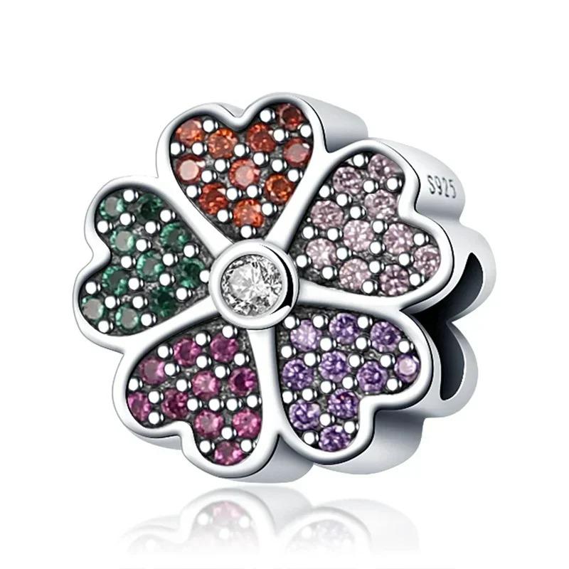 Colored Clasp Charms Shiny Pave Zircon Clip Charmsbeads Stopper Fitcopper Original Bracelet Women Gift Jewelry Making