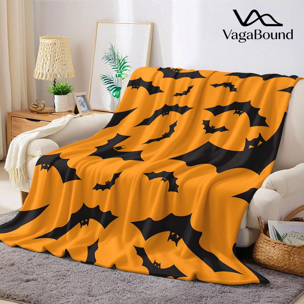 Halloween Bat Flannel Blanket Warm Soft Halloween Christmas Couch Warm Cozy Decorative Decor Gift for All Season