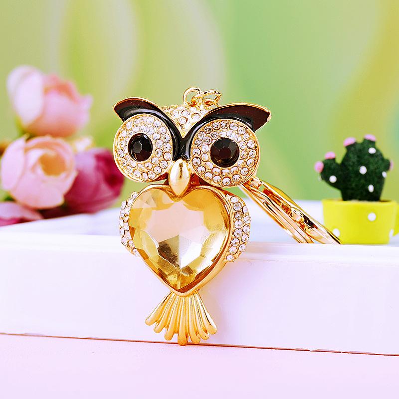Owl Crystal Keyring Charm Pendant Handbag Purse Bag for Key Ring Chain Keychain