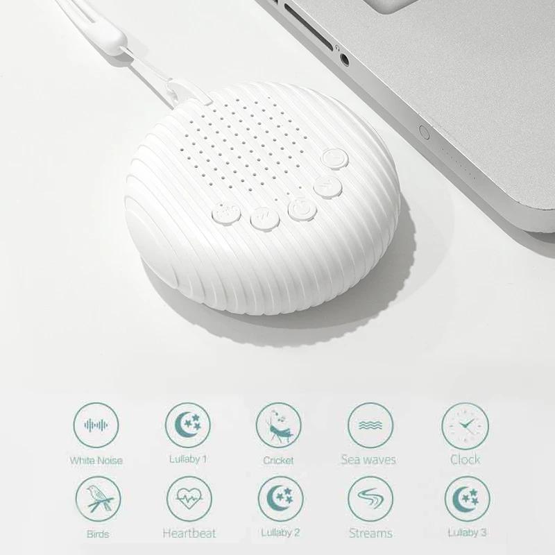 White Noise Sound Machine Portable Baby Sleep Machine 10 Soothing Sounds Volume Adjustable Built-In Rechargeable Battery Usb