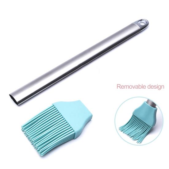 Oil Brush Multi-functional High Temperature Resistant Stainless Steel Handle Barbecue Baking Kitchen Cooking Brush for BBQ