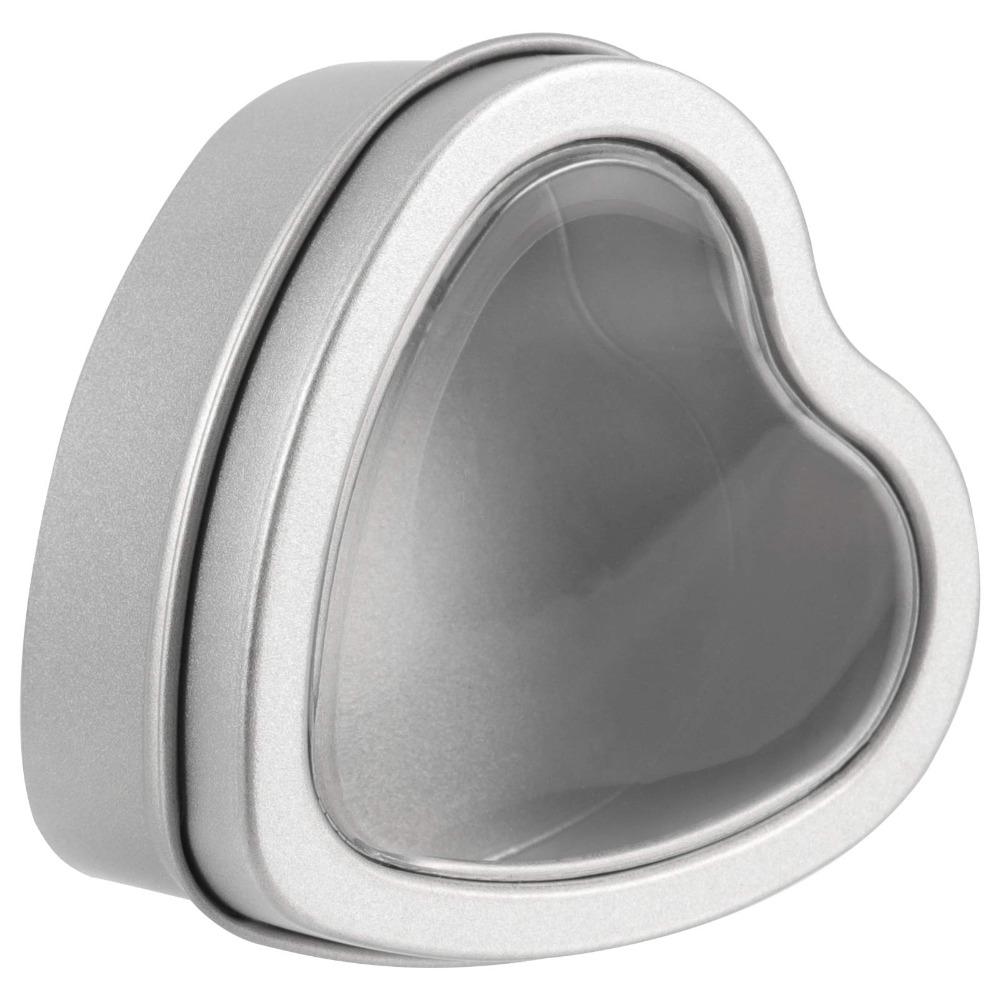 12pcs Empty Heart Shaped Gift Boxes Metal Tins with Clear Window Heart Shaped Metal Tin Cans Small Candle Tins with Lids Party Favor Box Gift Wrap Box