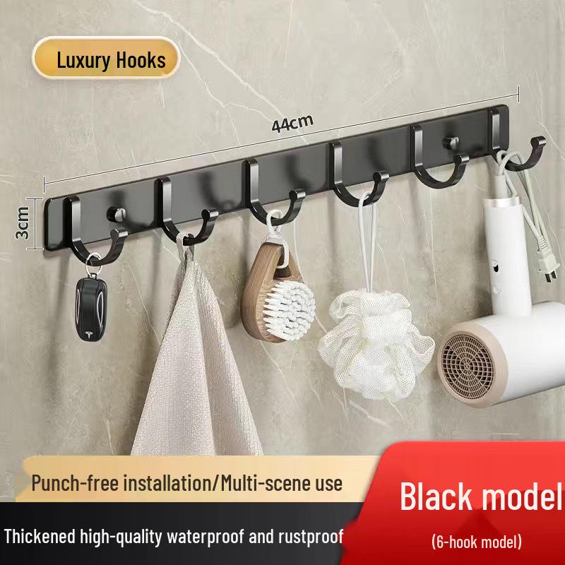 Adhesive Space Aluminum Hook for Bathroom & Kitchen - Punch-Free Coat & Clothes Hanger 