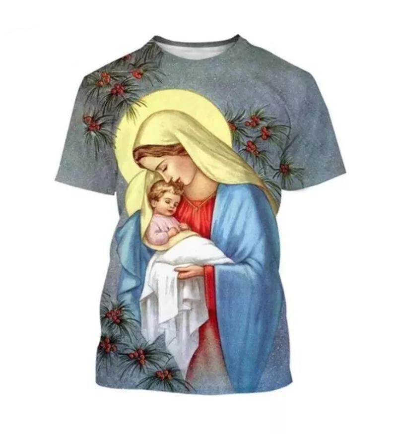 Mode Notre-Dame de Guadalupe Vierge Marie Imprimé T-shirts pour femmes Manches Courtes Col Rond Vêtements pour Hommes Confort Y2k Vêtements pour Femmes