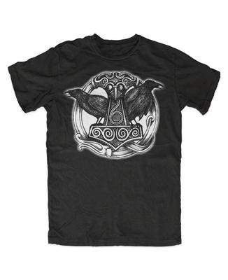 Hugin Munin Tričko Černé Vikingové THOR Odin Mjölnir Valhalla Berserker Ragnar Unisex Tričko