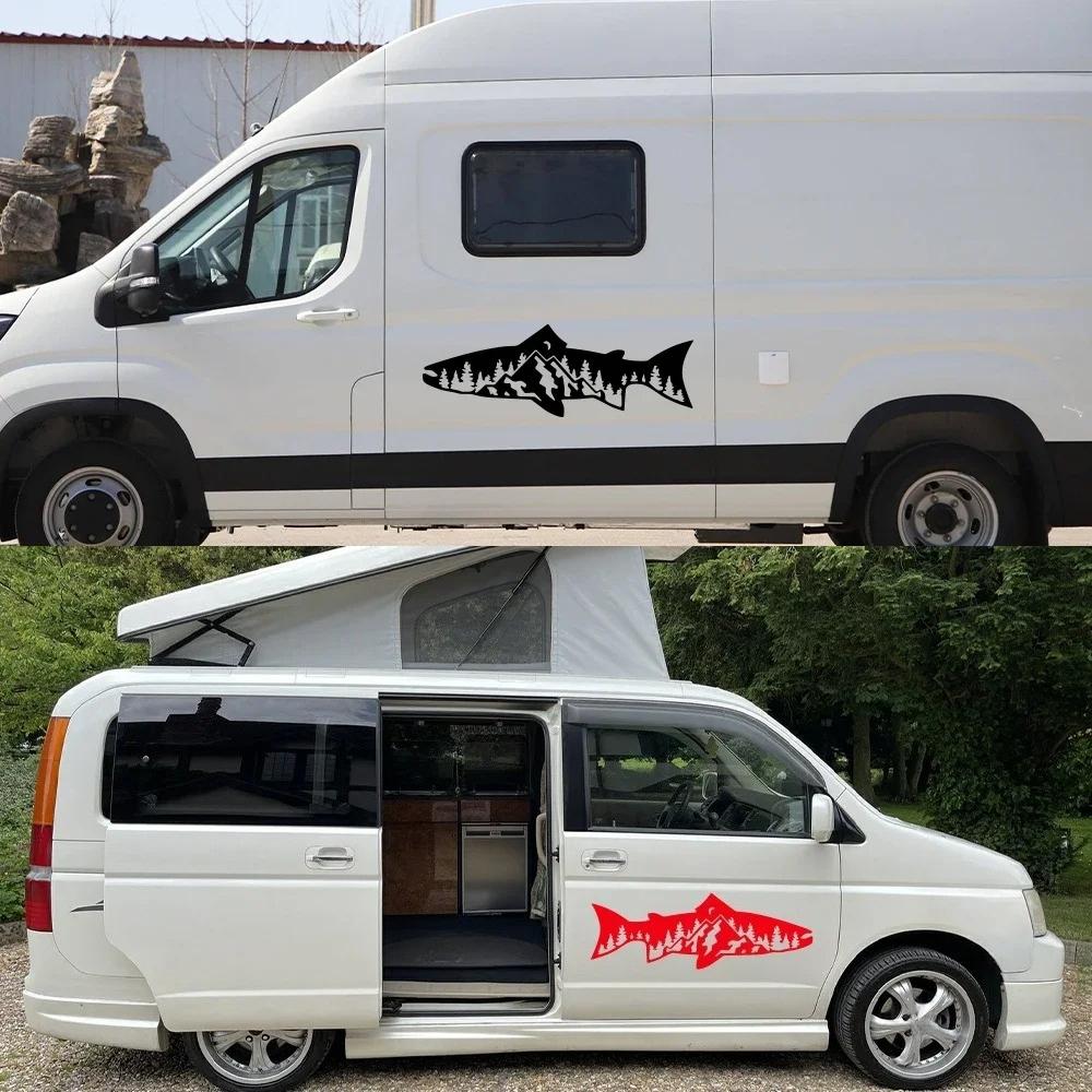 Graphics Forest Fish Decor Sticker Car Body Decoration Van Camping Rv Motohome Caravan Motor Vehicle Auto Tuning Accessories