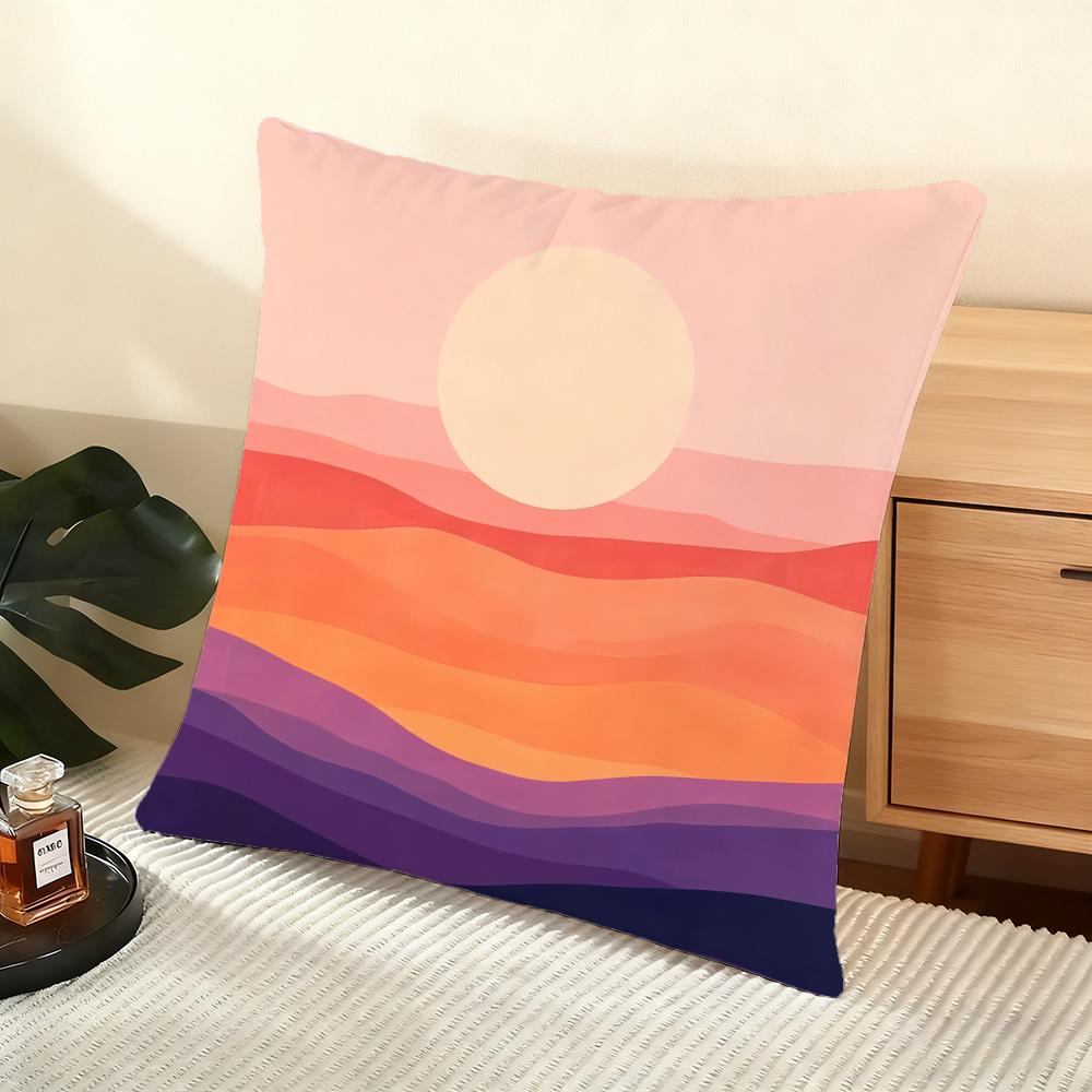 Sunset Gradient pattern Cushion Cover Soft Short Plush Pillow Cover Smooth Cozy Texture Aesthetic Cushion Case Home Decor