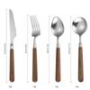 Rosenholz 304 Messer und Gabel Löffel Retro Holzgriff Edelstahl Besteck 4-teiliges Set Löffel Messer und Gabel YSH-31-4PS