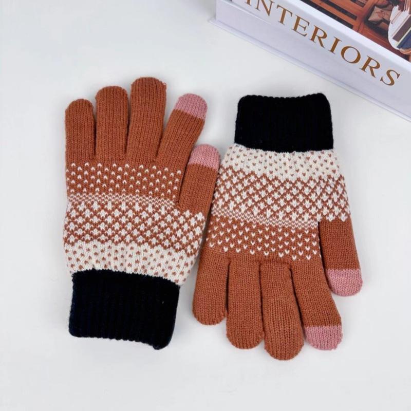 Warm Knitted Gloves for Men Winter Double Layer Thickened and Velvet for Cold Protection