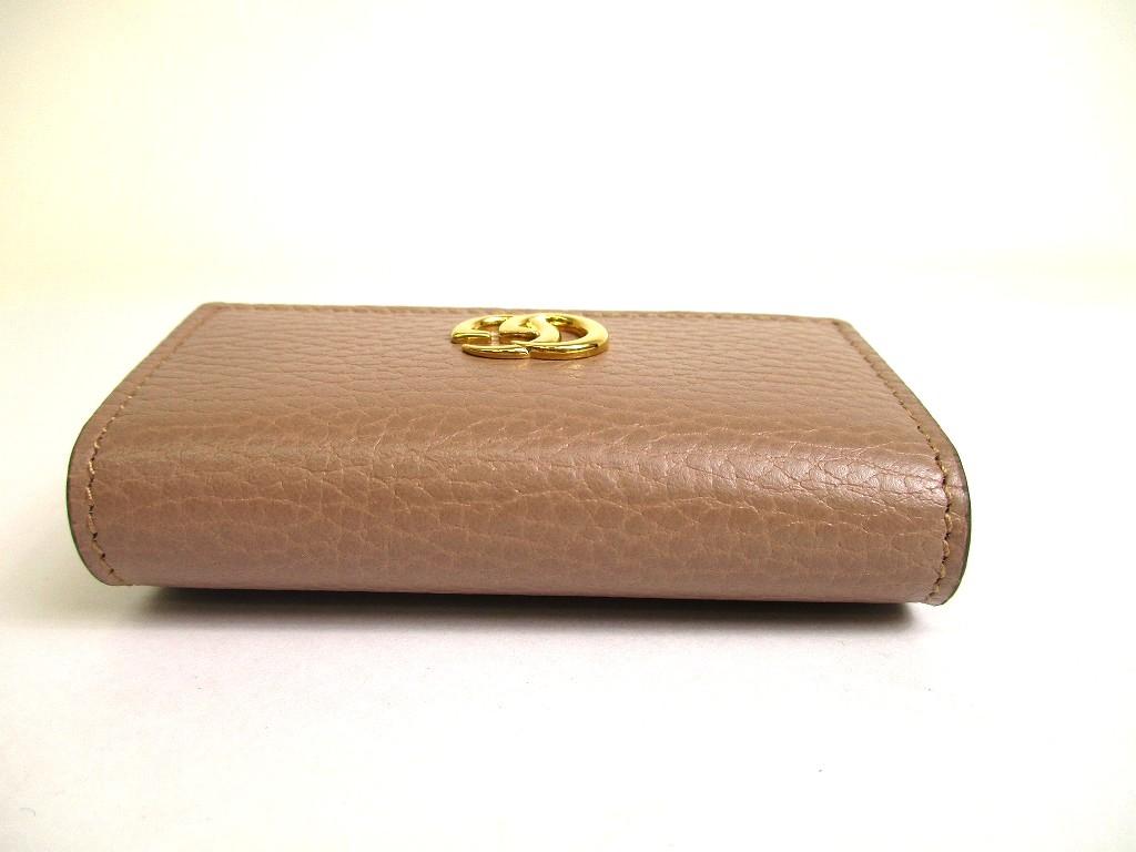 Authentic GUCCI Double G GG Dusty Pink Leather Gold H/W 6 Pics Key Chain #a760  Refurbished