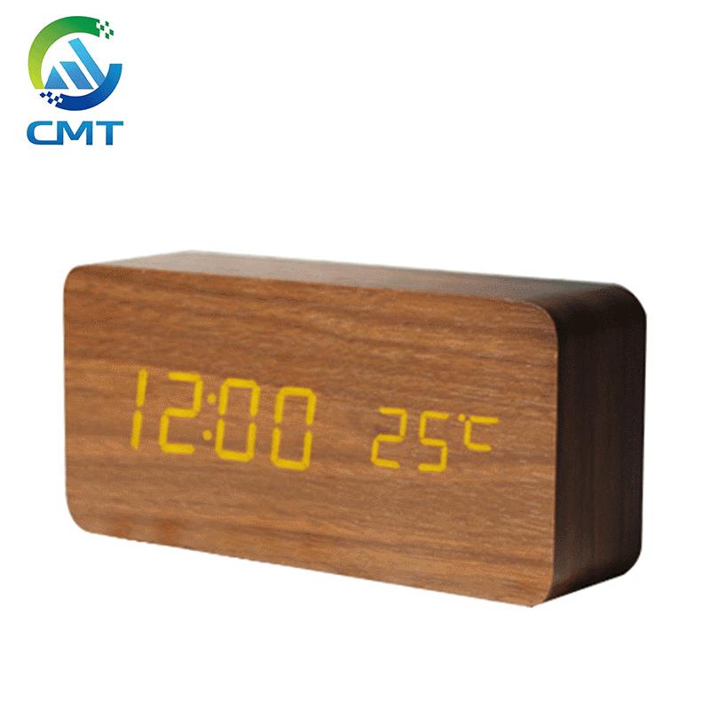 Perpetual Calendar Wooden Clock Electronic Clock Date Week Temperature Display Electronic Alarm Clock Voice Control Multifunction Clock
