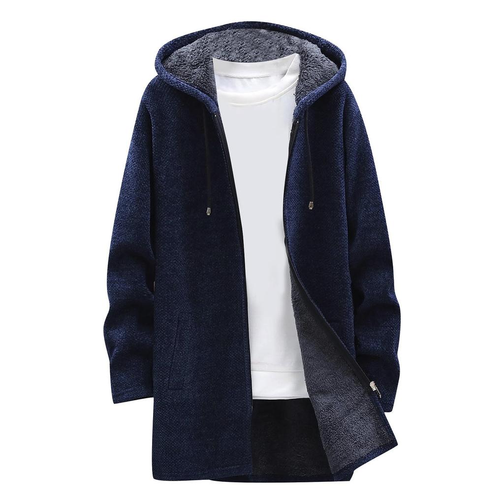 Autumn And Winter Men's Fashion Loose Cardigan Warm Lapel Hooded Jacket Sweater