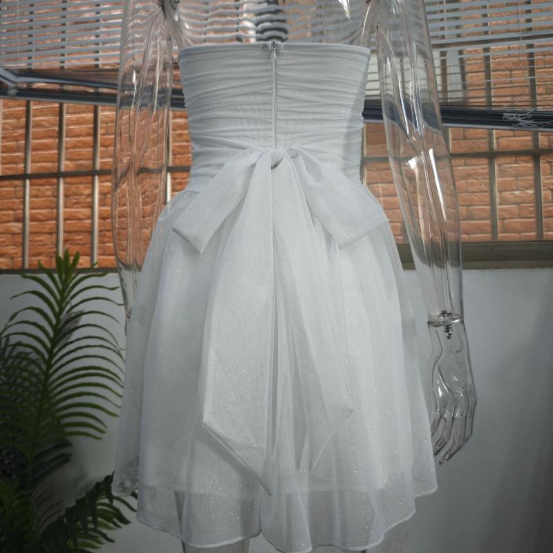 European and American Strapless Style Fashionable Mesh Backless Dress for Women