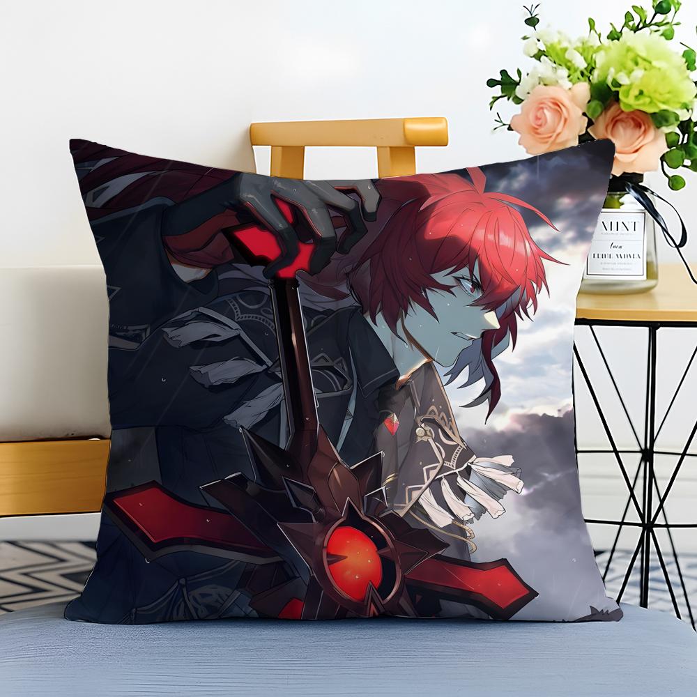 Game Genshin Diluc Cushion Cover Washable Linen Pillowcase Soft For Sofa Bed Cozy Home Room Decor